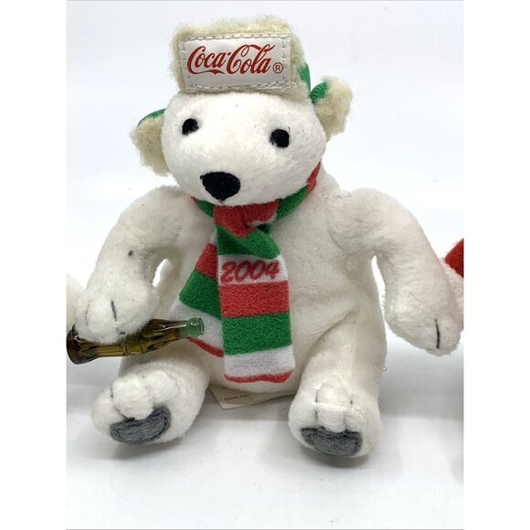 3 2004 Coca-Cola McDonalds Mini Plush Polar Bears 3-4" Christmas Ear Muffs Vtg - Picture 3 of 12